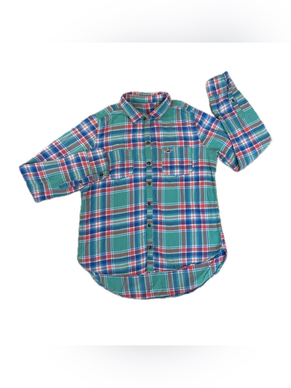 Hollister Womans Plaid Lightweight Flannel Long sleeve Cabincore, Colorful Small